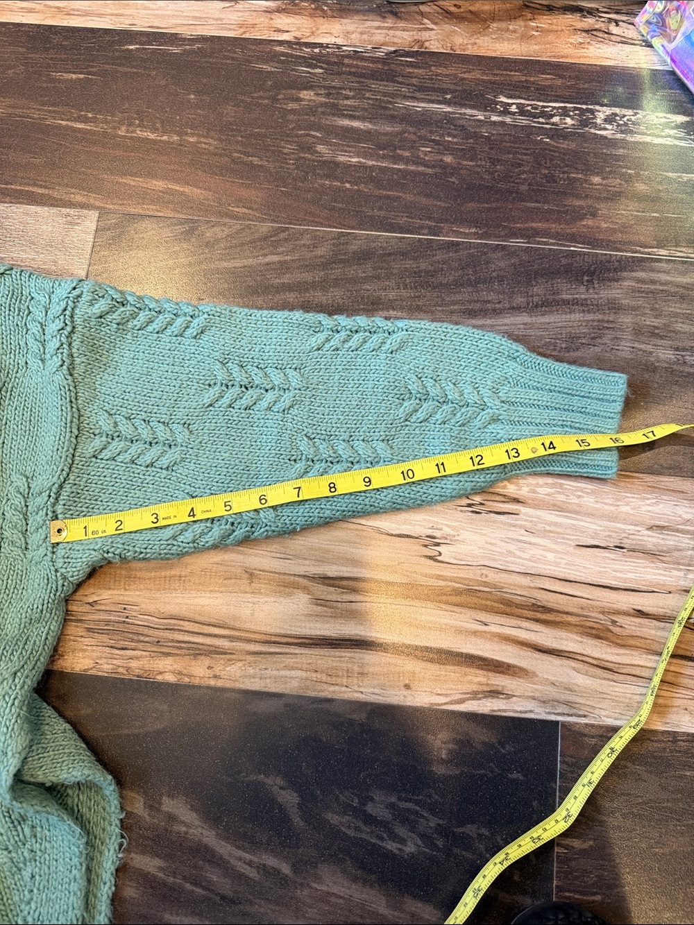 Lucky Brand Cable Knit V Neck Sweater Sage Green S Side Slit - Picture 6 of 8
